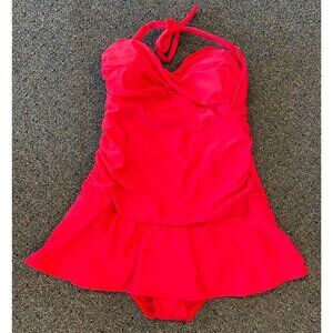 NWT Swimsuits for All Bathing Suit Retro One Piece Halter Hot Pink 16 New